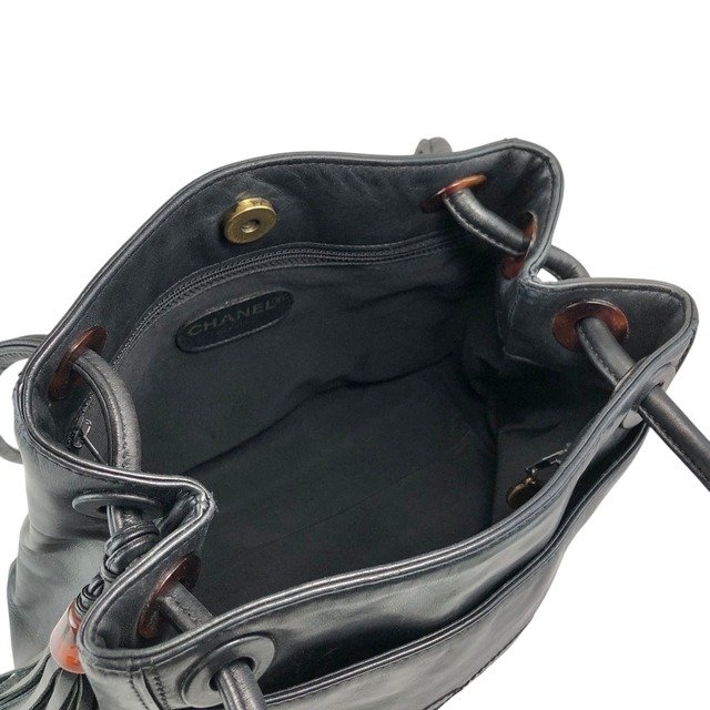 CHANEL シャネル ショルダーバッグ ブラック ココマーク レザー タッセル vintage ヴィンテージ オールド 5swwjx