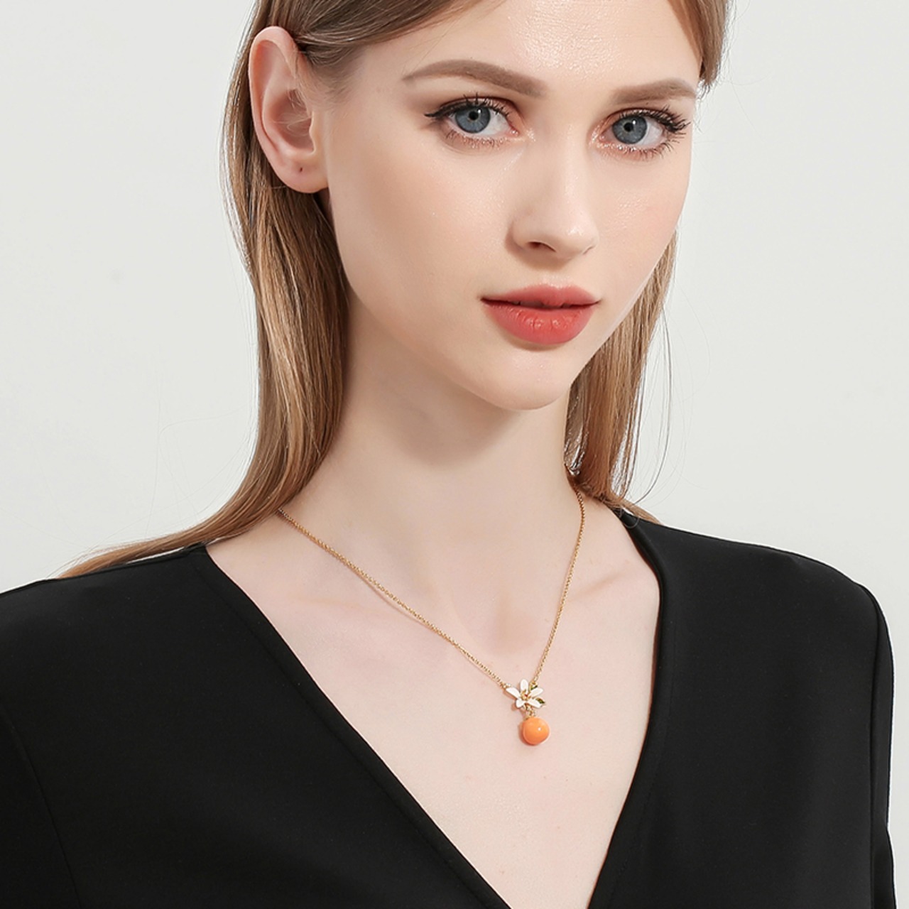 【Orange Series】Orange Flower Necklace / オレンジ フラワー ネックレス
