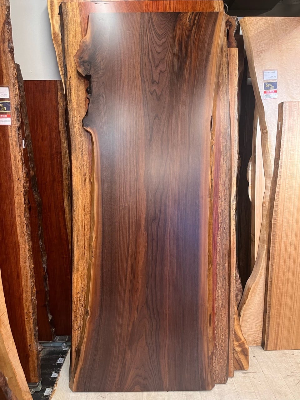 ウォールナット_2310×870-700-795×55_浅草本店_テーブル天板/一枚板