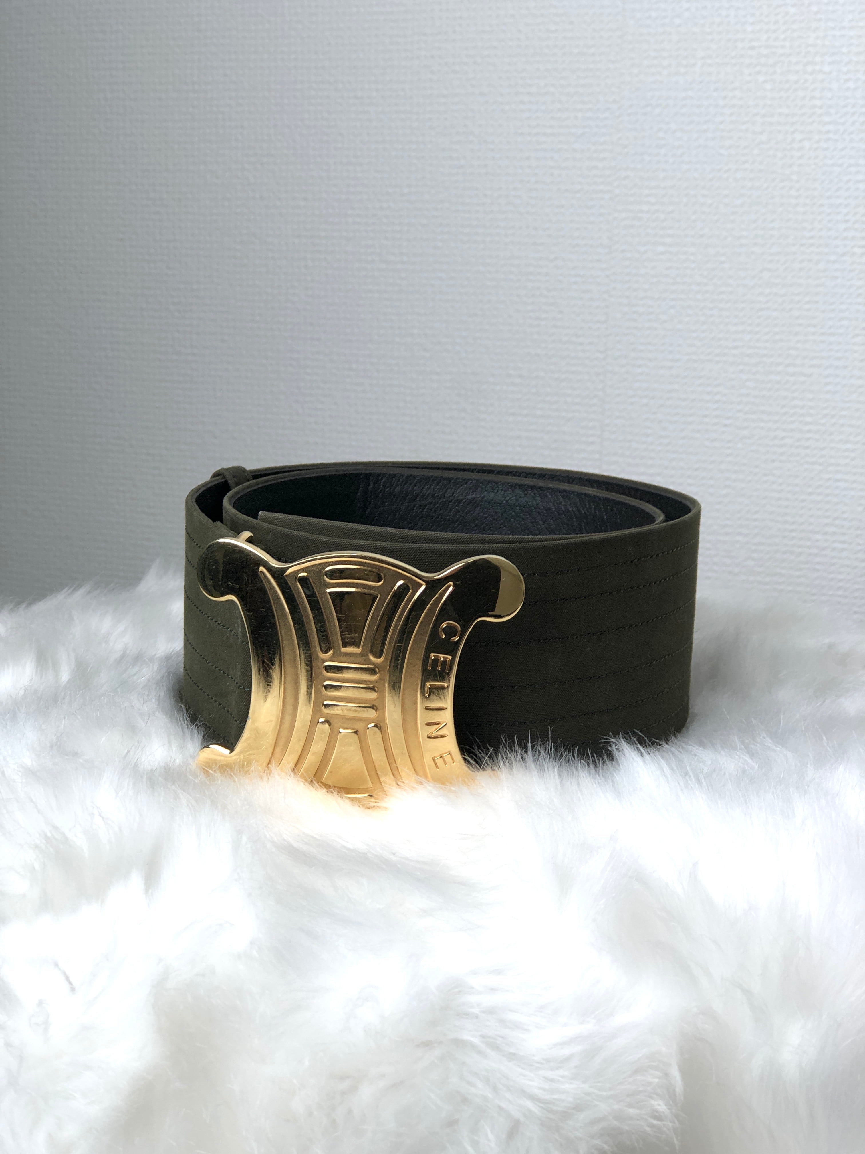 CELINE セリーヌ トリオンフ ベルト カーキ vintage CELINE セリーヌ トリオンフ ベルト カーキ vintage
