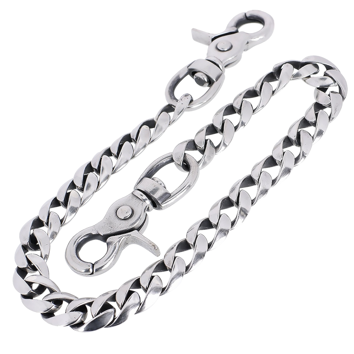 ジャーマンシルバー ウォレットチェーン 最高級 燻し加工 白銅 ファンシー ジャーマンシルバー ウォレットチェーン 最高級 燻し加工 白銅