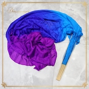 ベリーダンス 小物 ファンベール ブルー系 大きめ 青 紫 鮮やか グラデーション 袋 ケース セット 踊り ダンス用品 ダンス小物 小道具 イベント ステージ 練習 レッスン ケース付き 袋付き パープル系