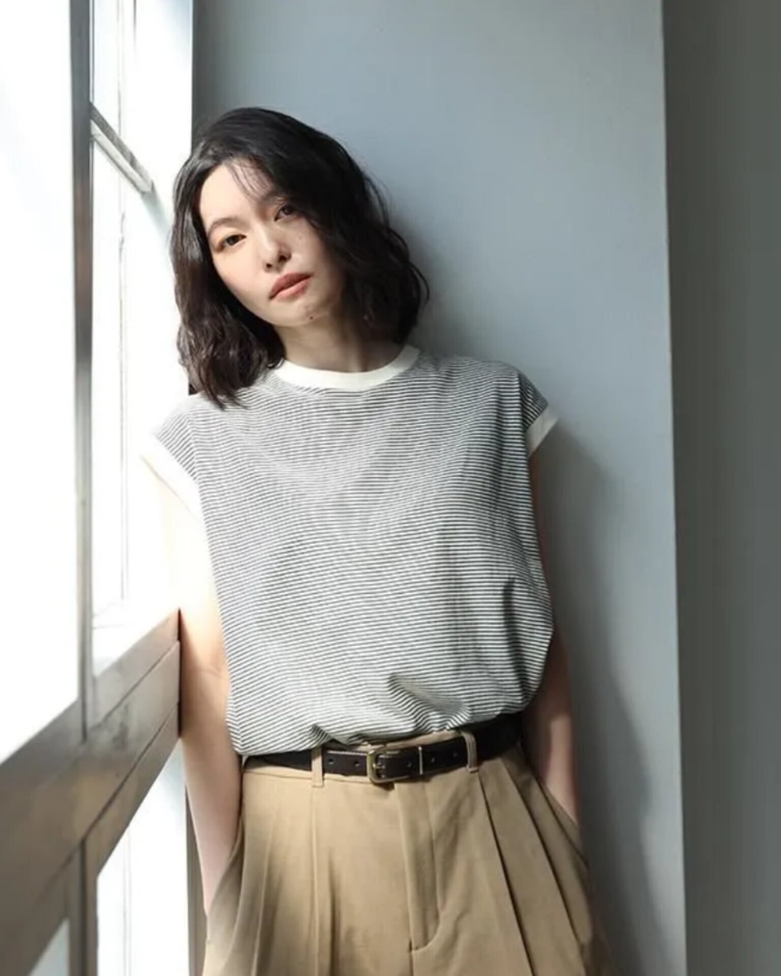 【Healthknit】ナローボーダー スリーブレス / Ladies / 2COLORS