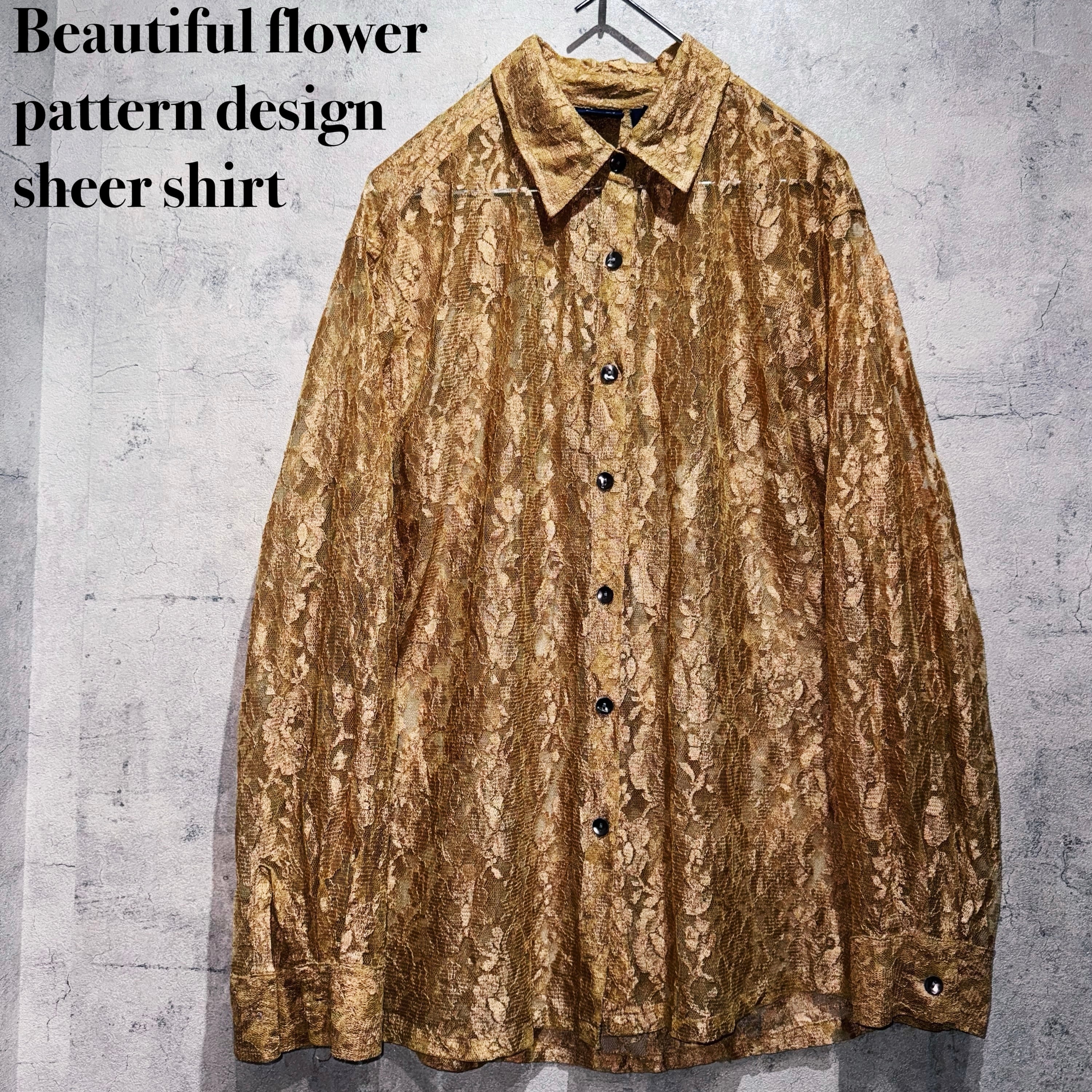 Beautiful flower pattern design sheer shirt