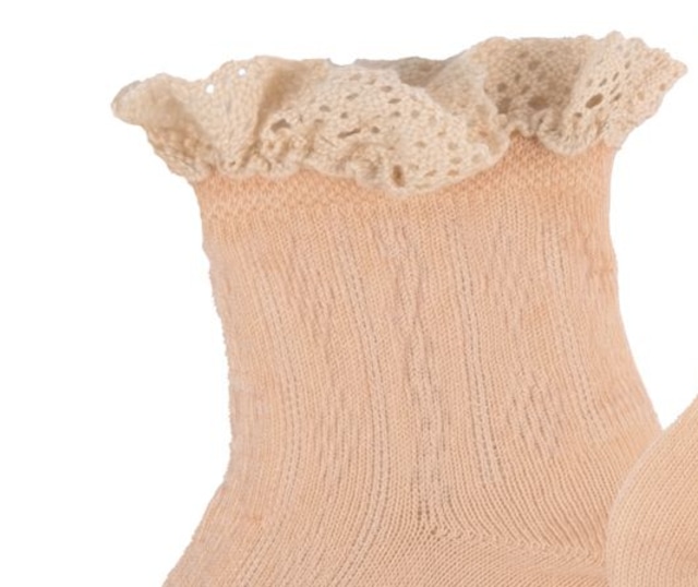 Collegien - Annette - Lightweight Pointelle Socks with Lace Frill / Sorbet