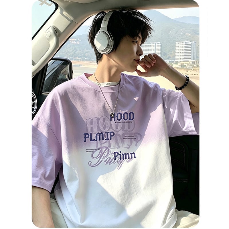 Onグラデーション 半袖Tシャツ S ZUOFEILIシリーズ】☆Tシャツ☆ 3color トップス ユニセックス メンズ