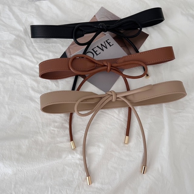 リボン結びフェイクレザーベルト（3色）　　a411　　