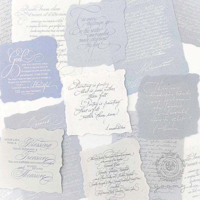 素材3種ミニペーパー Romantic Meaning ブルー <P439>