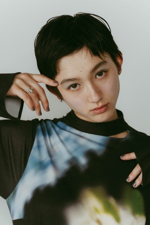 Blurry Flower One Piece / BLACK