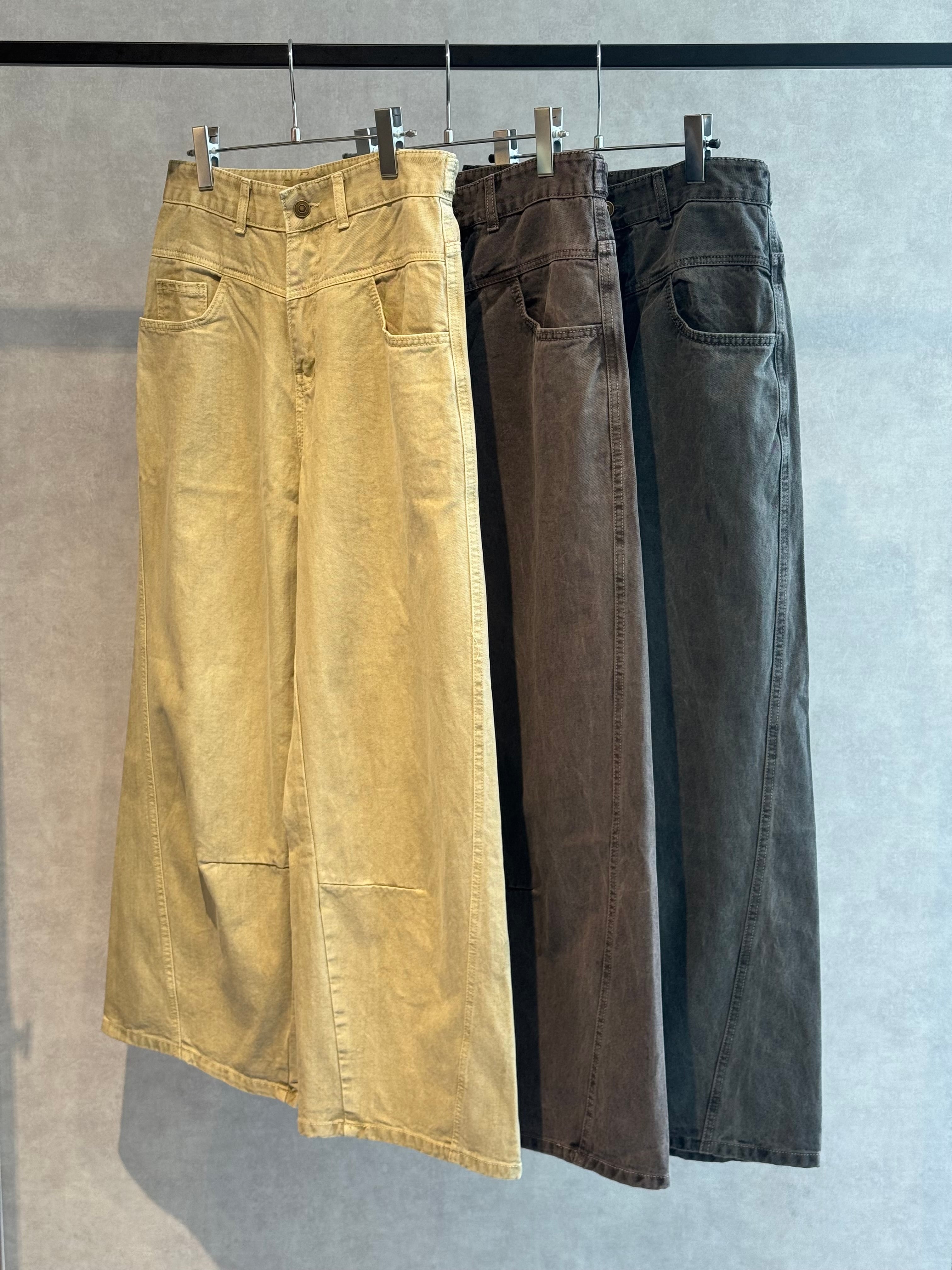 snap adjustment denim pants