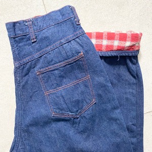 vintage 1960’s denim ranch pants with check wool lining