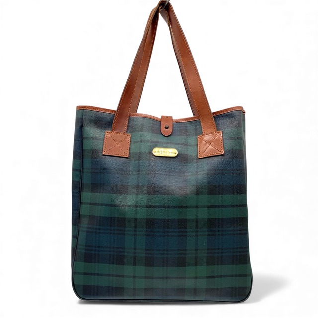 Polo Ralph Lauren Leather Tote Bag Plaid Green / ポロラルフレーレン レザートートバッグ チェック柄