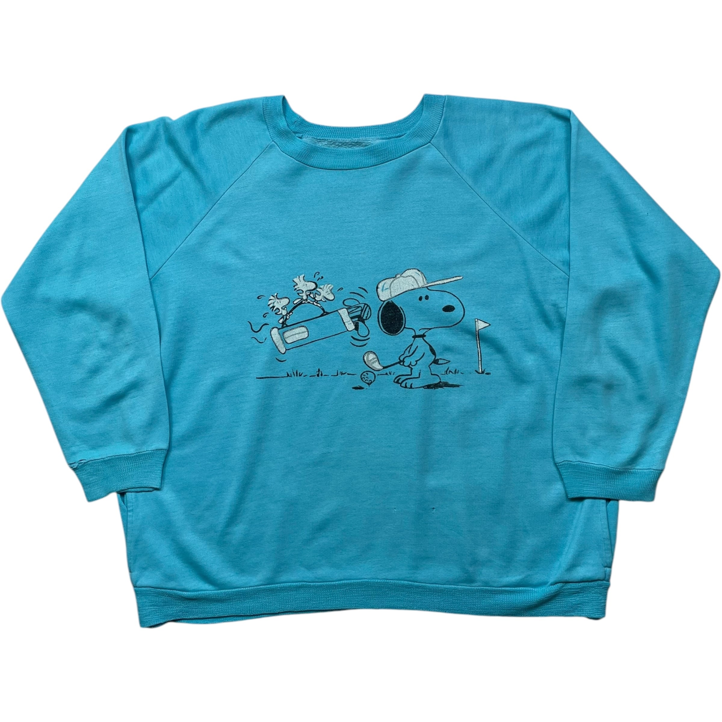 《L》 スヌーピー ラグラン スウェット ポケット付き 水色 no.5591