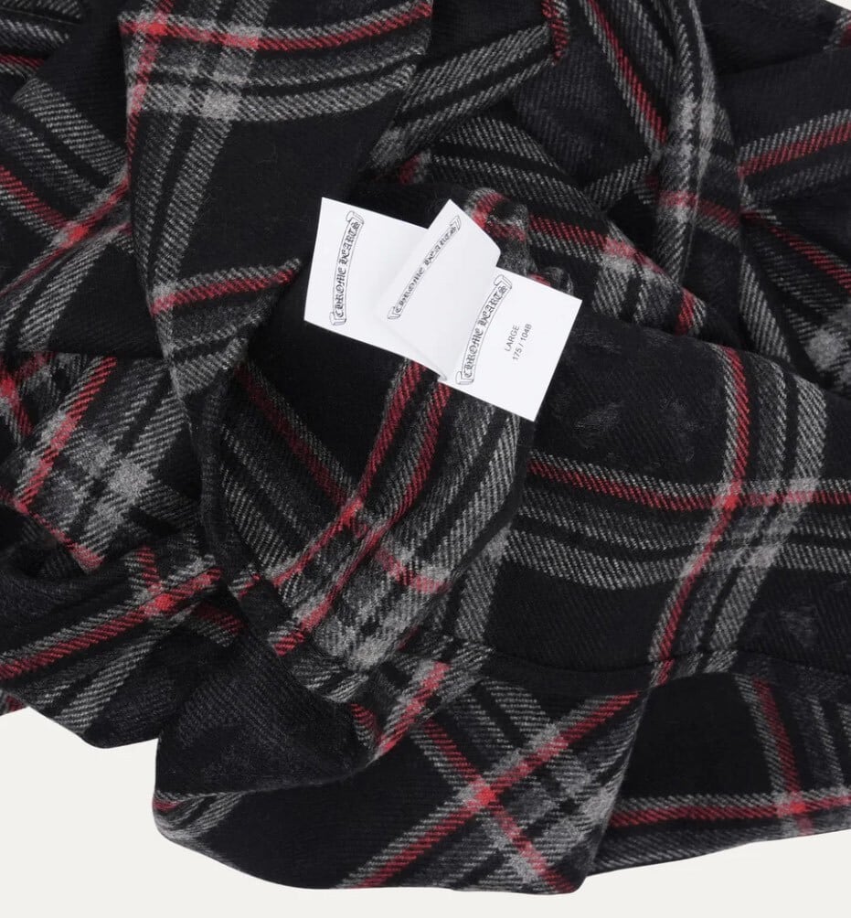 CHROME HEARTS クロムハーツ チェック カシミア クロスパッチ ルーズ