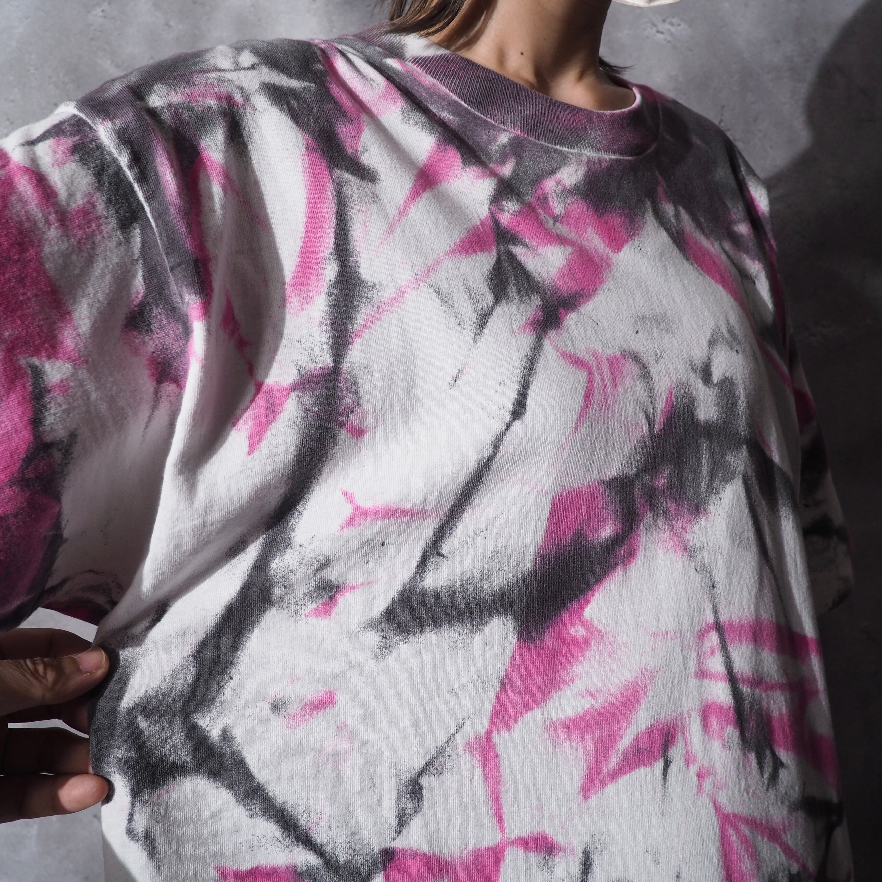 1990s ” Fruit of the loom ” psychedelic dyed loose Tee (made in Usa)