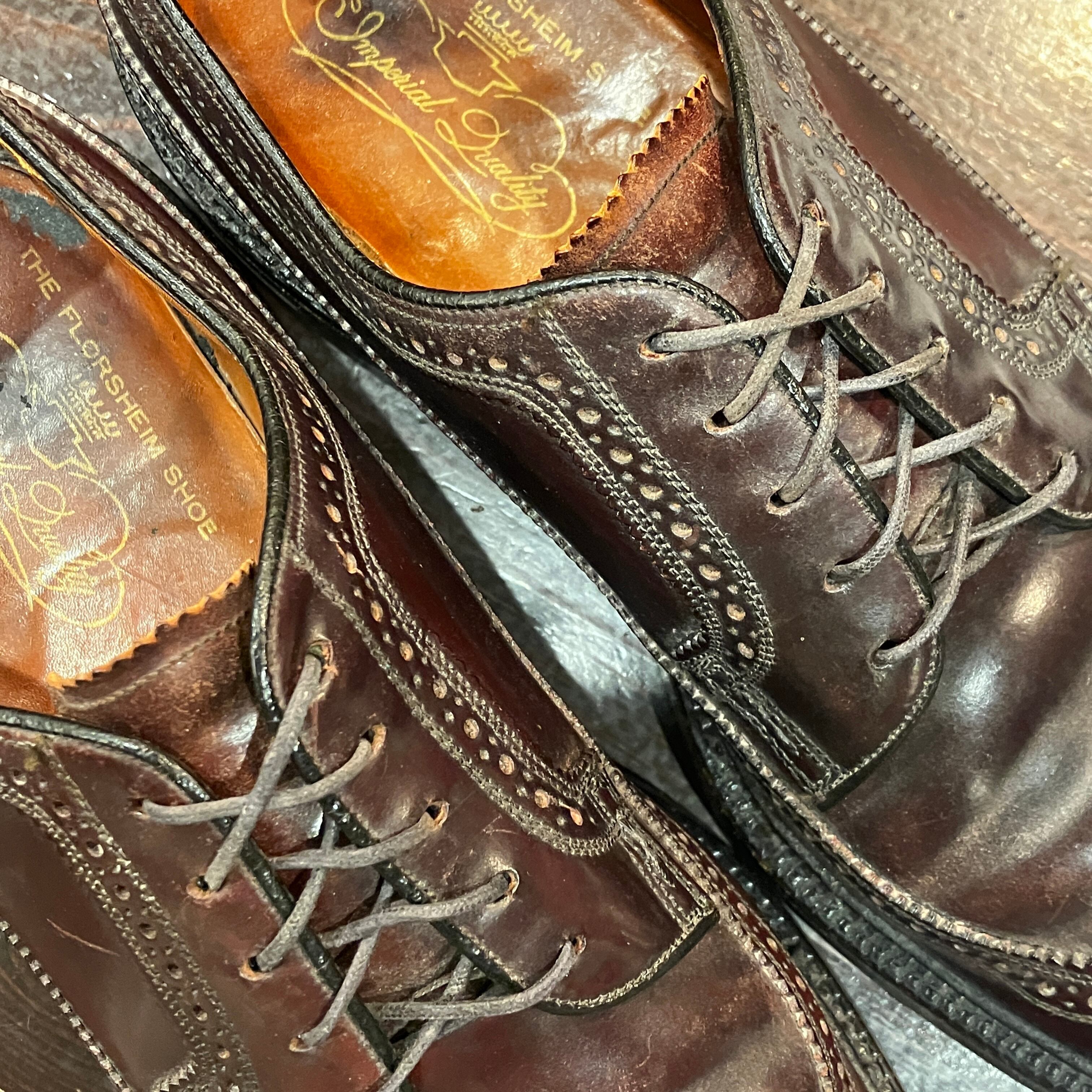 FLORSHEIM IMPERIAL WING-TIP CORDVAN LEATHER SHOES | safarionline
