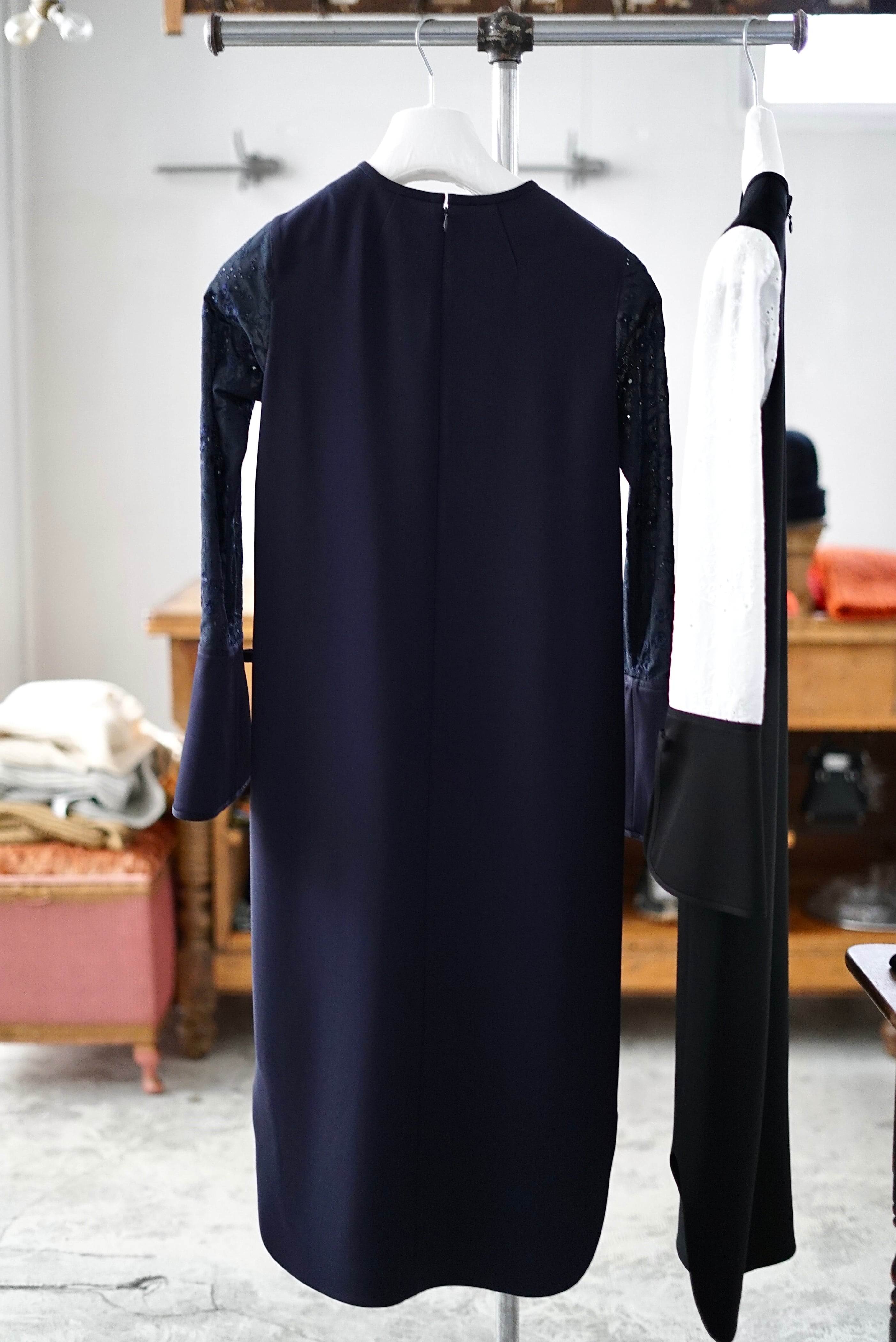 Mame Kurogouchi / Triacetate Georgette Floral Embroidery Sleeve
