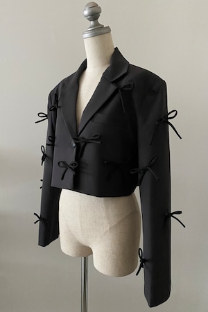 RIBBON CROPPED JACKET (CHARCOAL GRAY) 2401-77-710