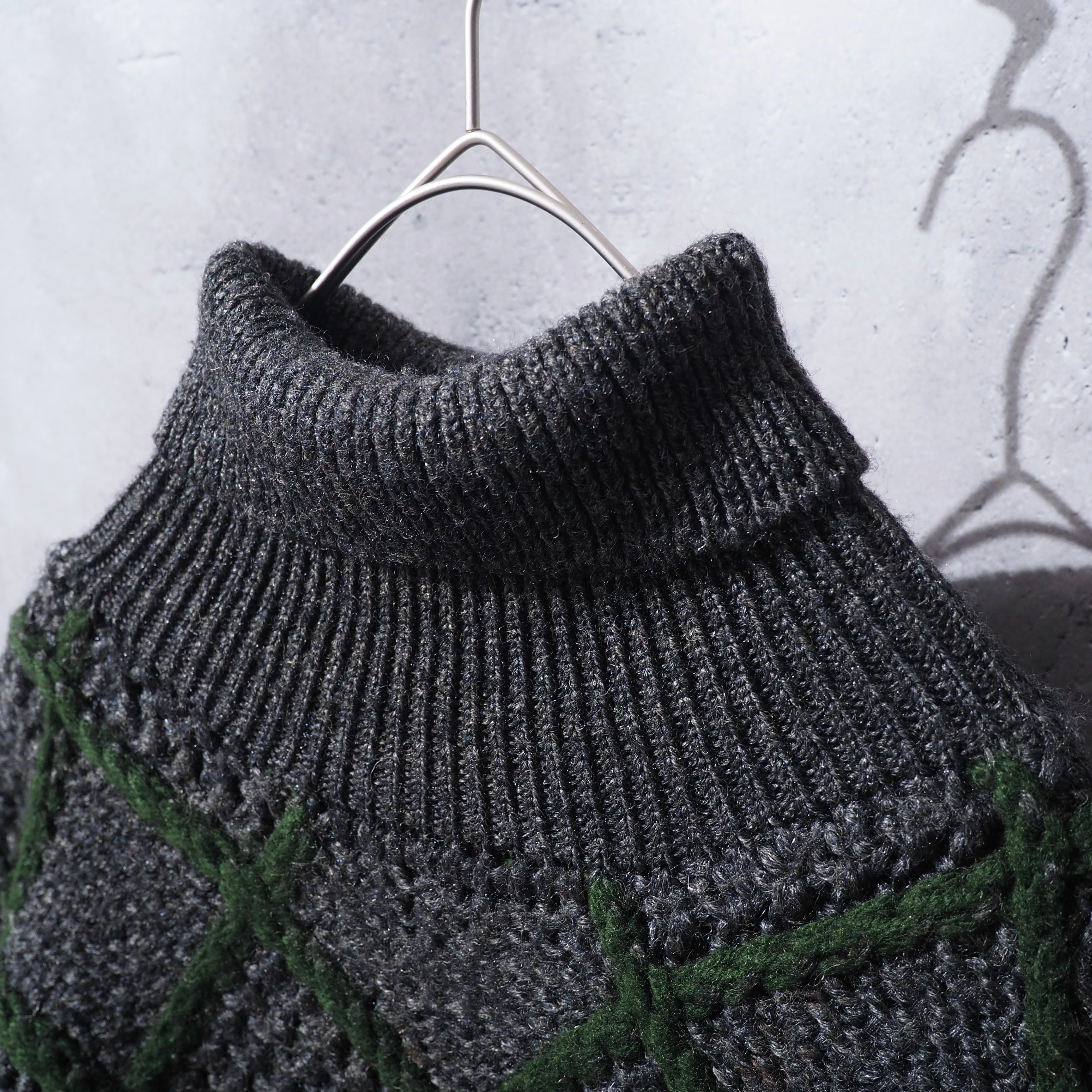 " Lawton " 3D net pattern vintage loose hand knit