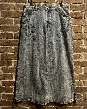 【Caka act3】Chemical Wash Denim Loose Long Skirt