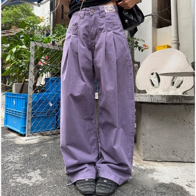 メンズライクフロントタックワークワイドパンツ 2col R02219