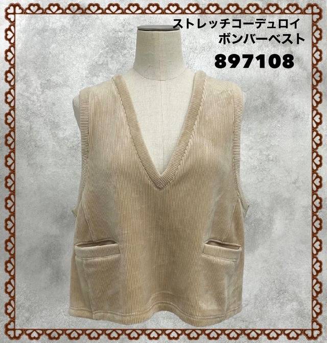 [予約販売] ayane アヤン　ストレッチコーデュロイボンバーベスト　897108 (11/中〜末入荷予定)