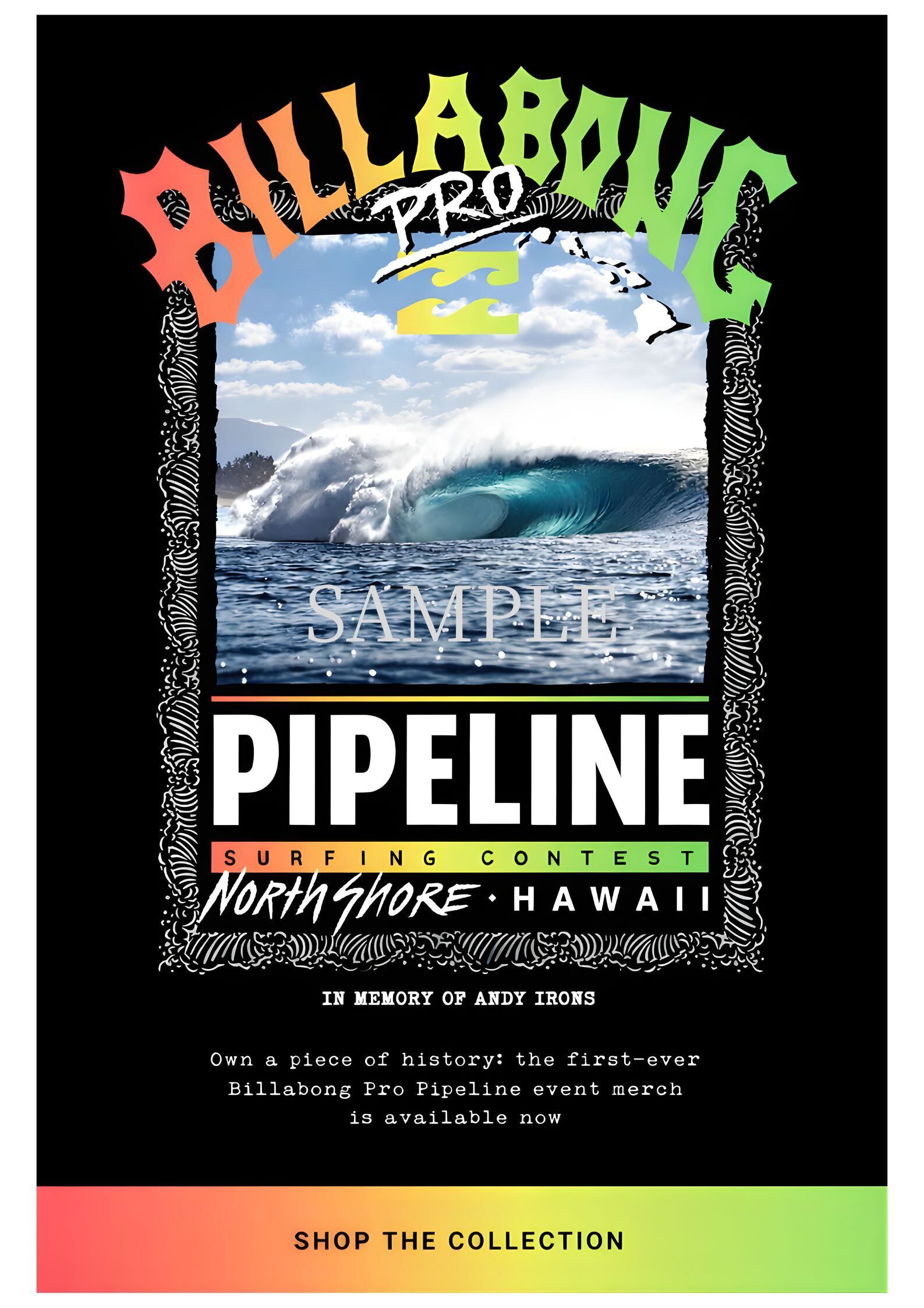 BILLABONG PRO PIPELINE ポスター A2 ノースショア ハワイ サーフィン