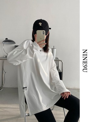side-slit loose thick casual cutsew 2color【NINE8423】