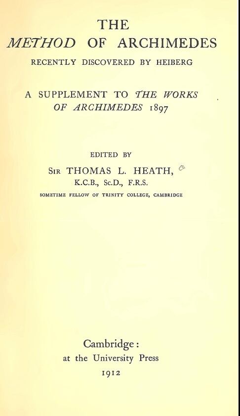 THOMAS L. HEATH『THE METHOD OF ARCHIMEDES』(1912)PDF | エルゴン137