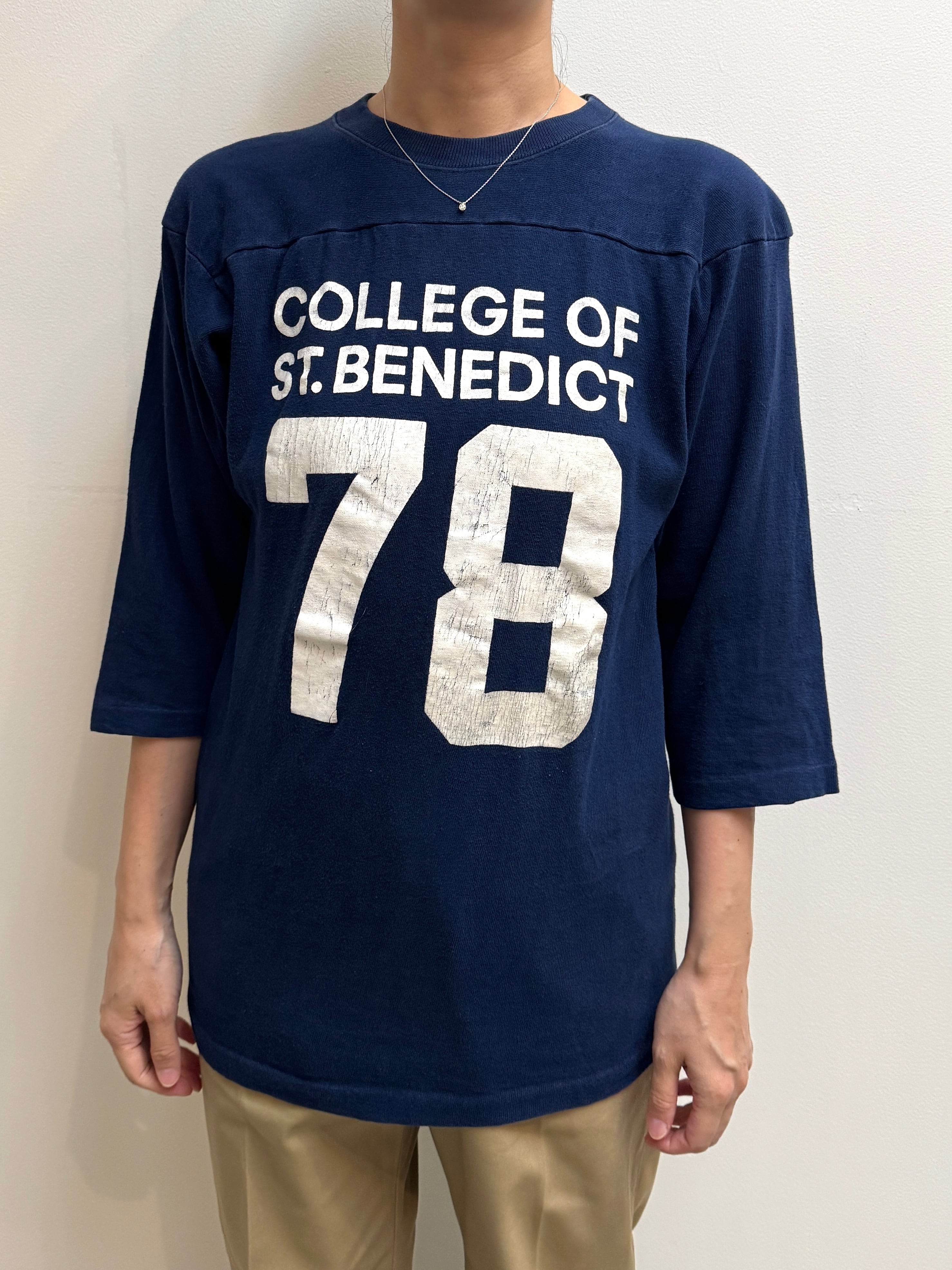 CU16-1 USED Champion FOOTBALL TEE "USA製" -NAVY-