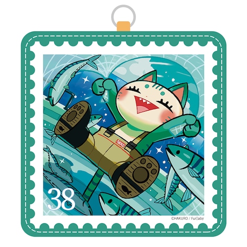 スタンプアニマル Fisherman Cat by HAKURO 合皮パスケース