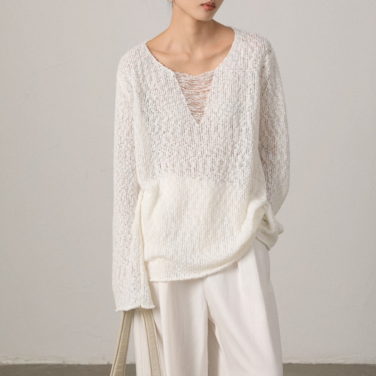 カットアウトドロップショルダー ニット 10075