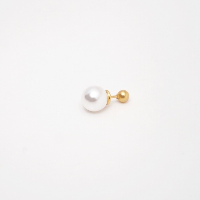 予約販売】ピアス 片耳用 ゴールド パール 2WAY 1粒 華奢 両面 メンズ 
