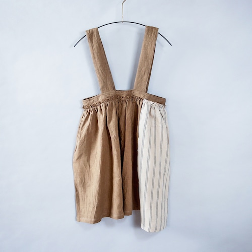 michirico (ミチリコ)/ linen asymmetry skirts / モカ / L (115-130cm) , XL(130-140cm)