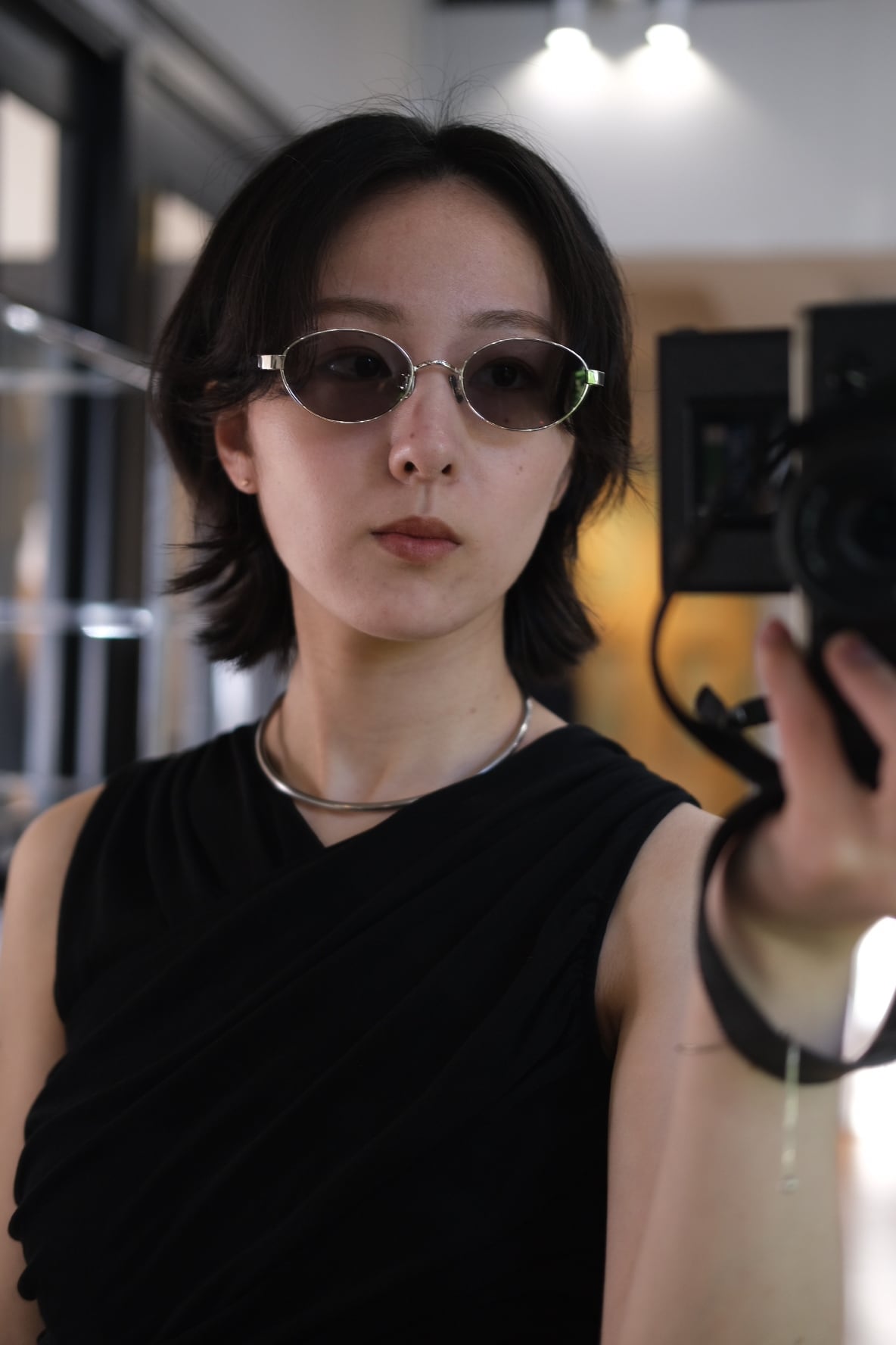 FETICO × BLANC..】METAL OVAL SUNGLASSES - BLACK - | loop