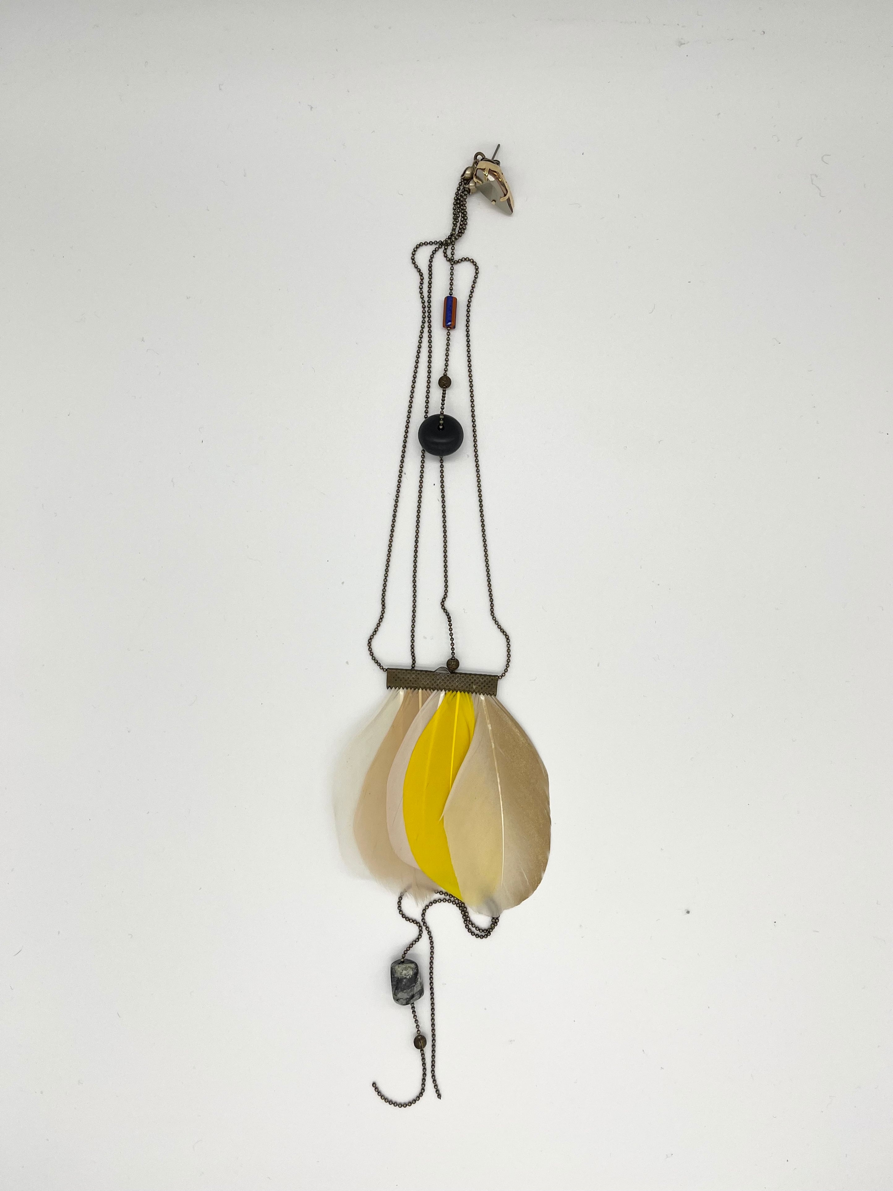 FETHERS & CHAIN EARRING LONG