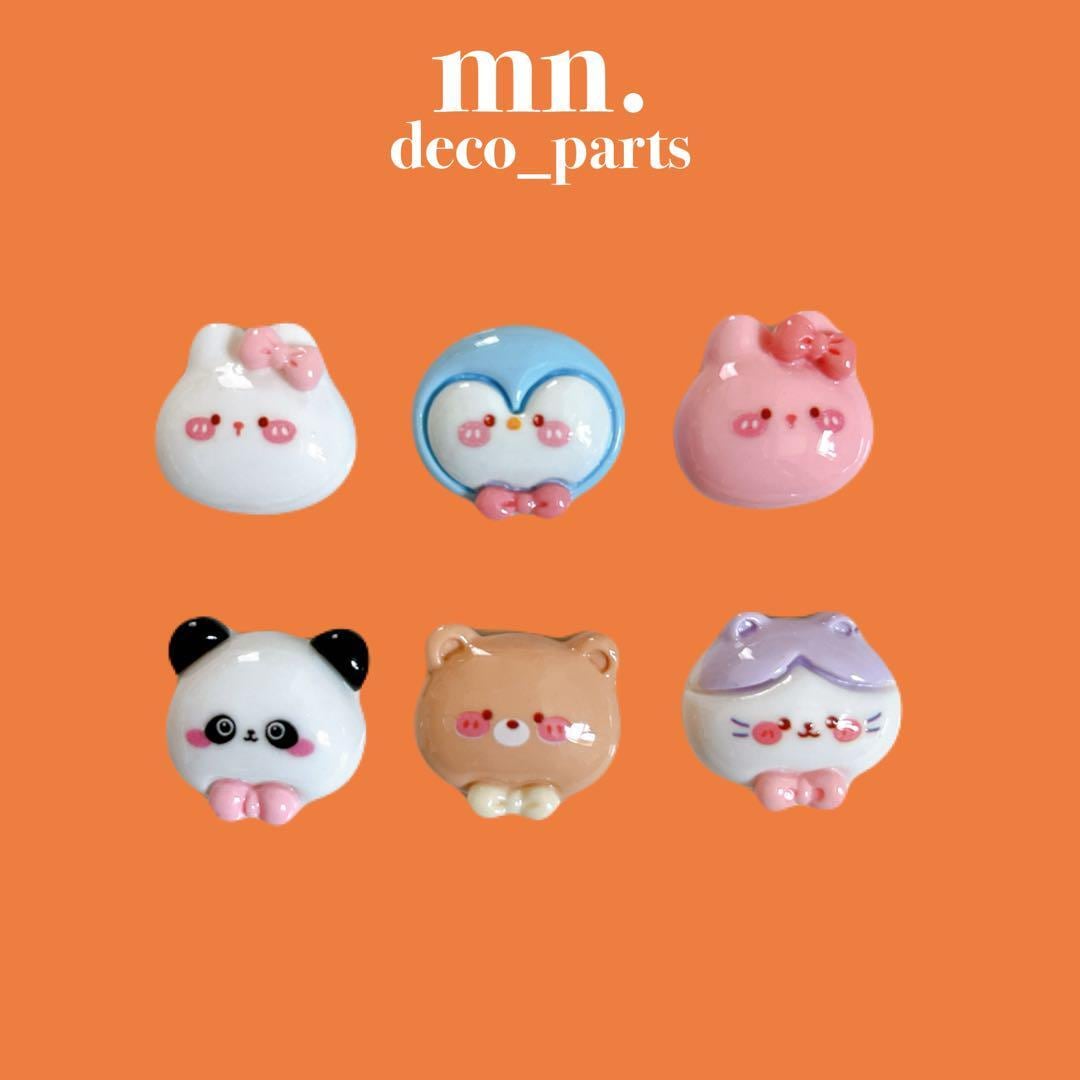 【2個セット】デコパーツ ハンドメイド資材 デコ資材 アニマル パンダ ねこ うさぎ ペンギン