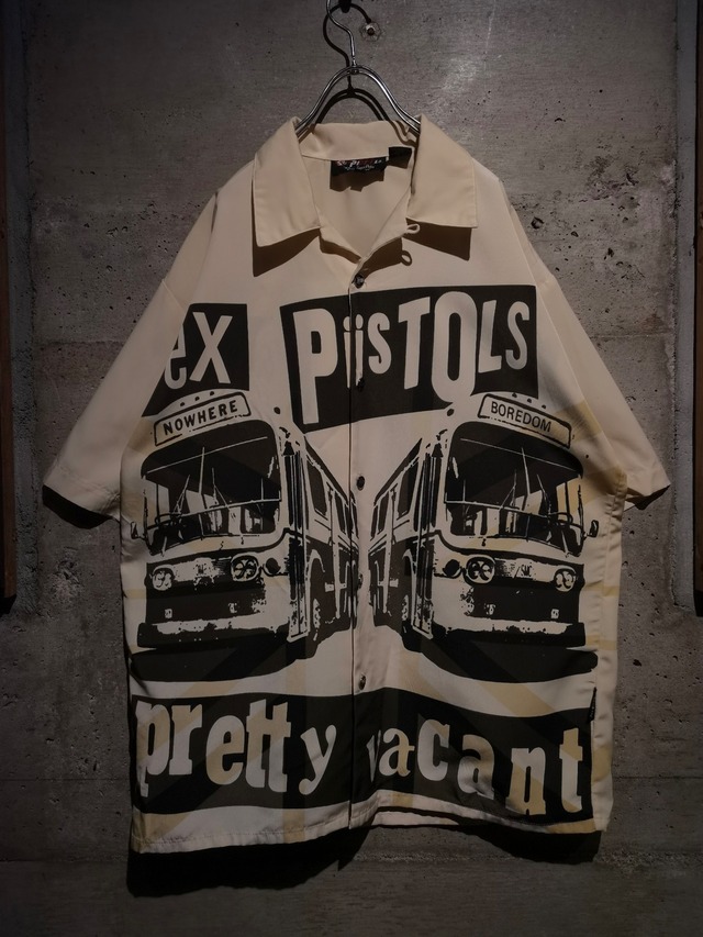 【Caka】"Sex Pistols" "Pretty Vacant" Print Design Open Collar Shirt