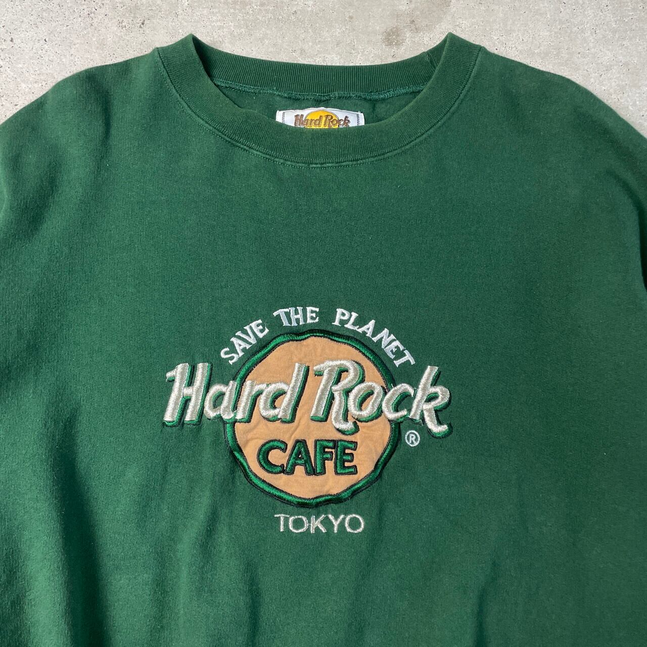 90年代 Hard Rock Cafe TOKYO ハードロックカフェ ロゴ刺繍 スウェットシャツ メンズXL 古着 90S ビンテージ ヴィンテージ  トレーナー グリーン 緑色【スウェット】 | cave 古着屋【公式】古着通販サイト