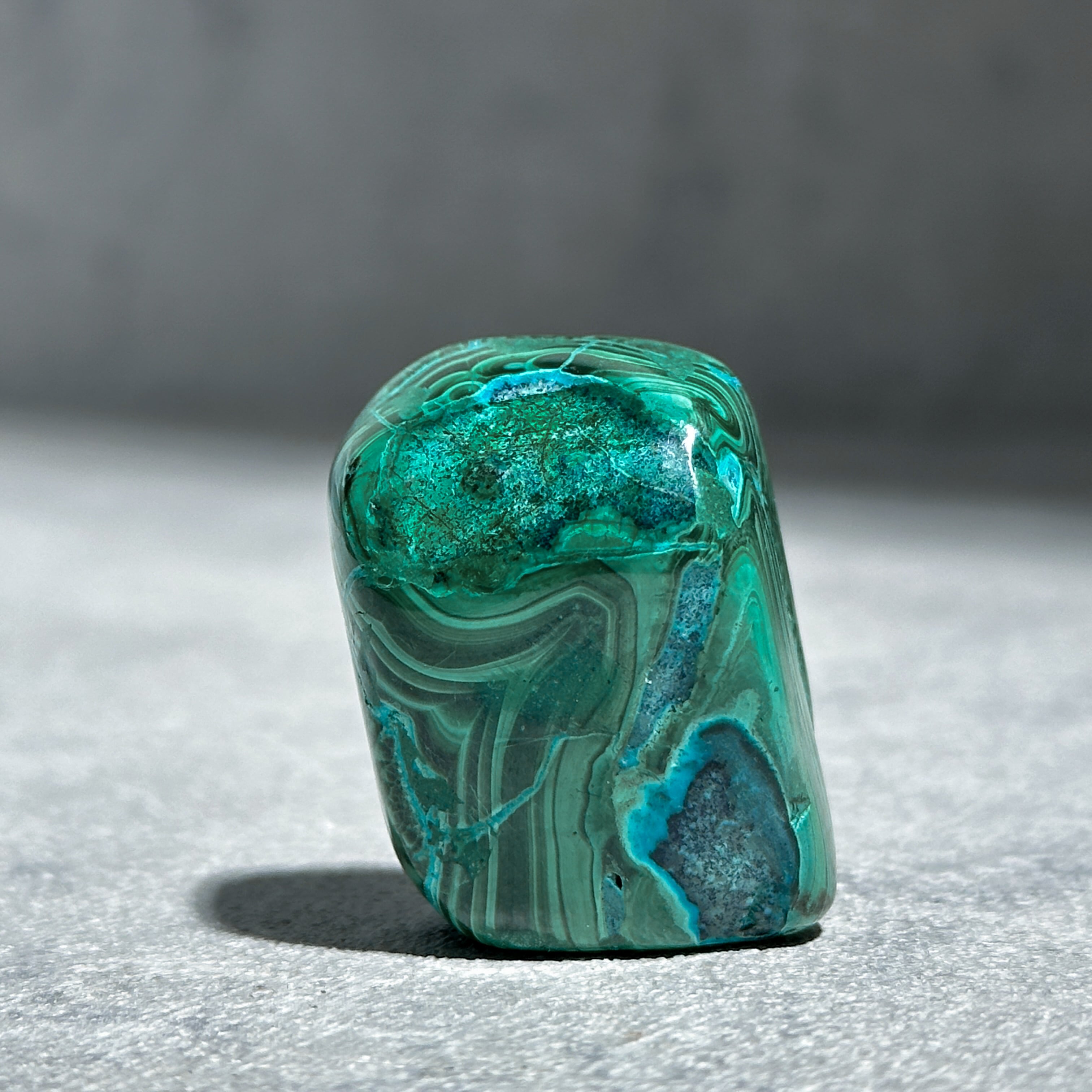 マラカイト with クリソコラ（マラコラ） タンブル08◇ Malachite with