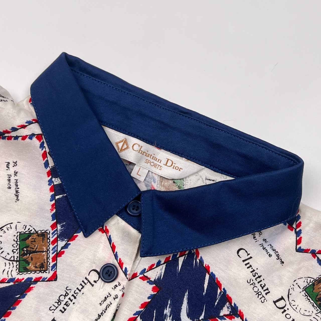 90s Christian Dior SPORTS クリスチャンディオール スポーツ ポストカード デザイン 半袖 ポロシャツ L/マルチ レディース ビンテージ