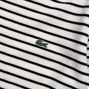LACOSTE ラコステ SLIM FIT ボーダー 鹿の子 長袖 Tシャツ FR 5/ホワイト系 メンズ