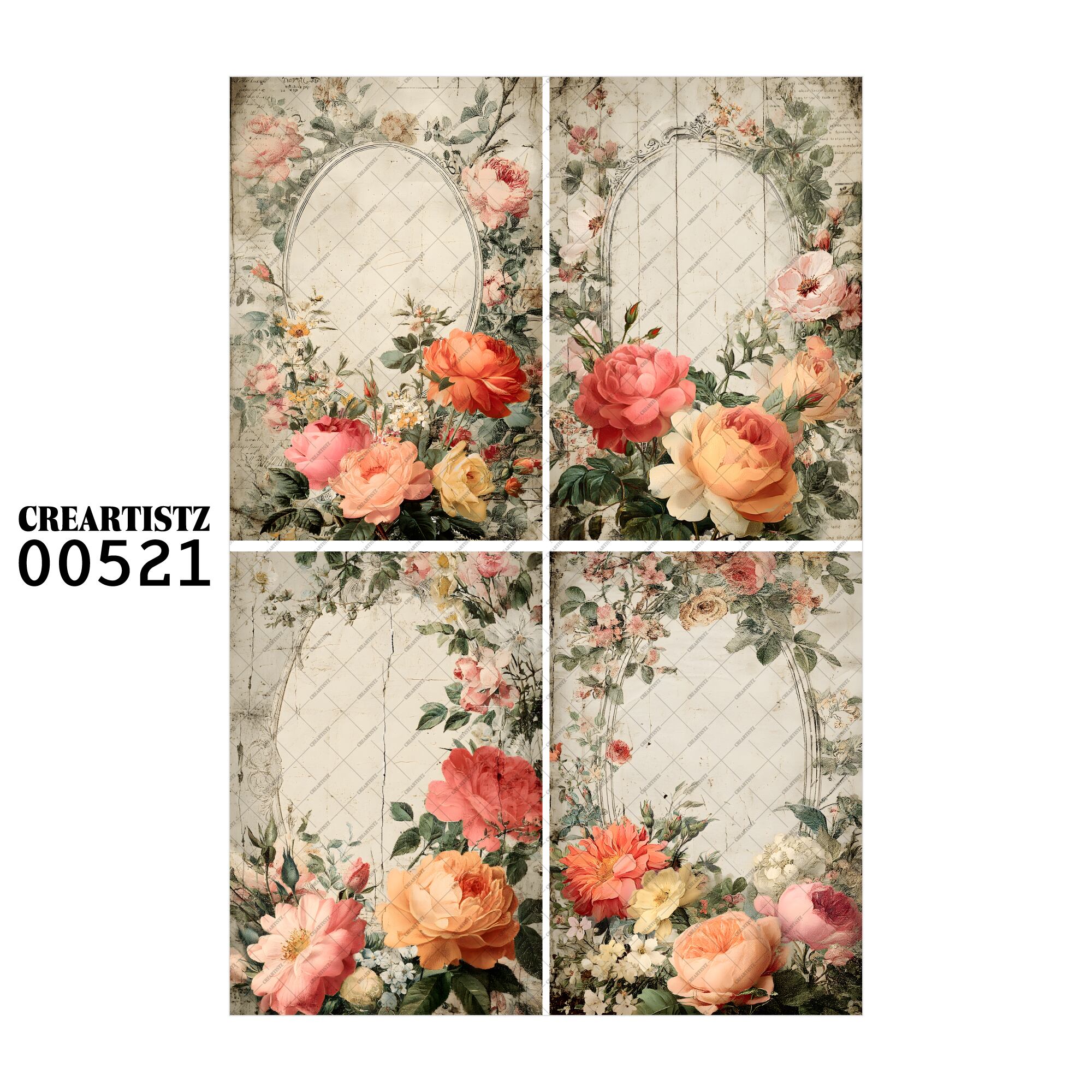 00521 背景 コラージュ素材 オリジナル 12枚セット (4種類×3枚) ペーパー/ステッカー CREARTISTZ