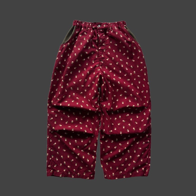 PRINT WIDE TROUSERS – BURGUNDY