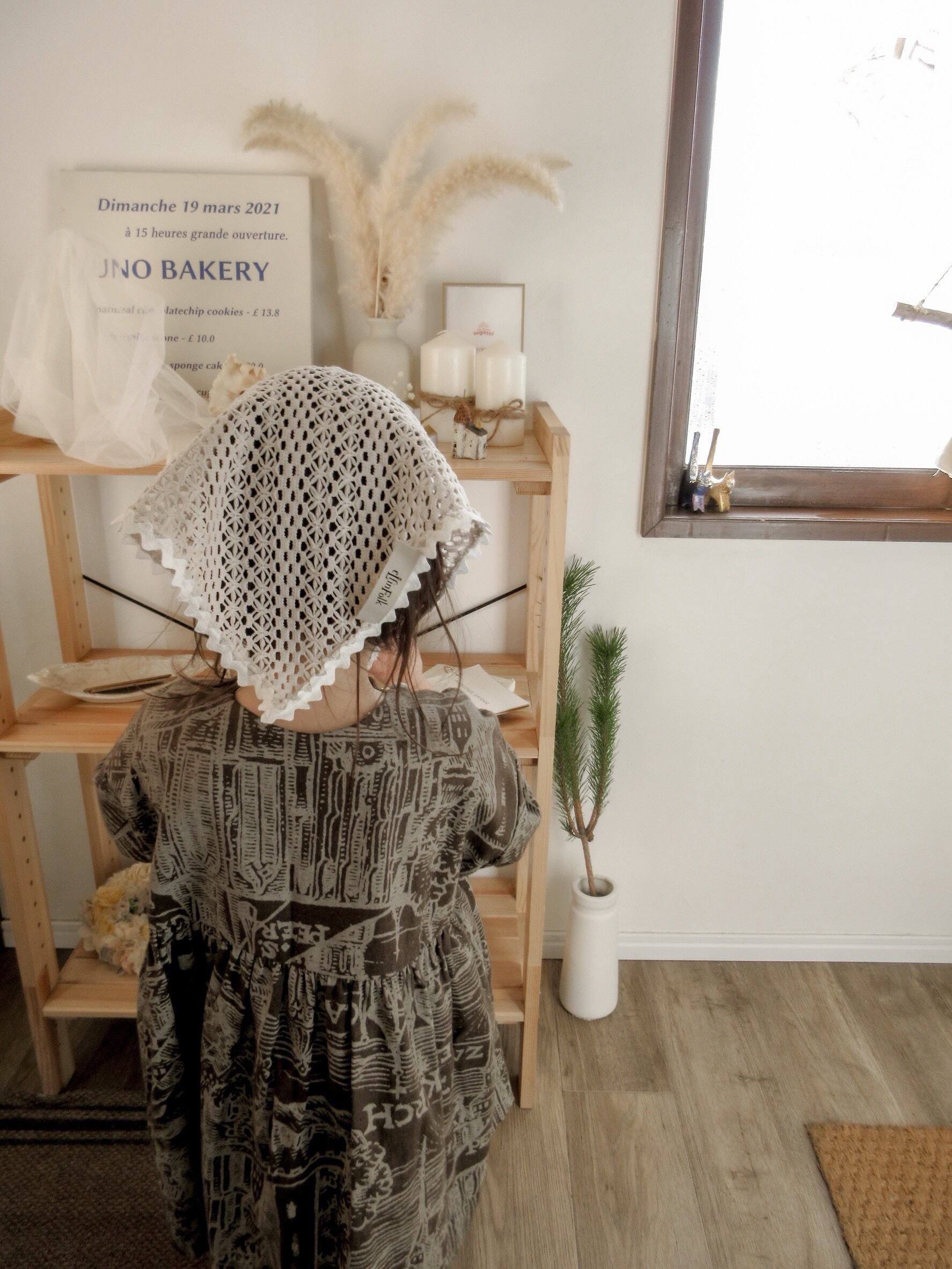 【即納/送料無料】Crochet Lace Bonnet / ivory