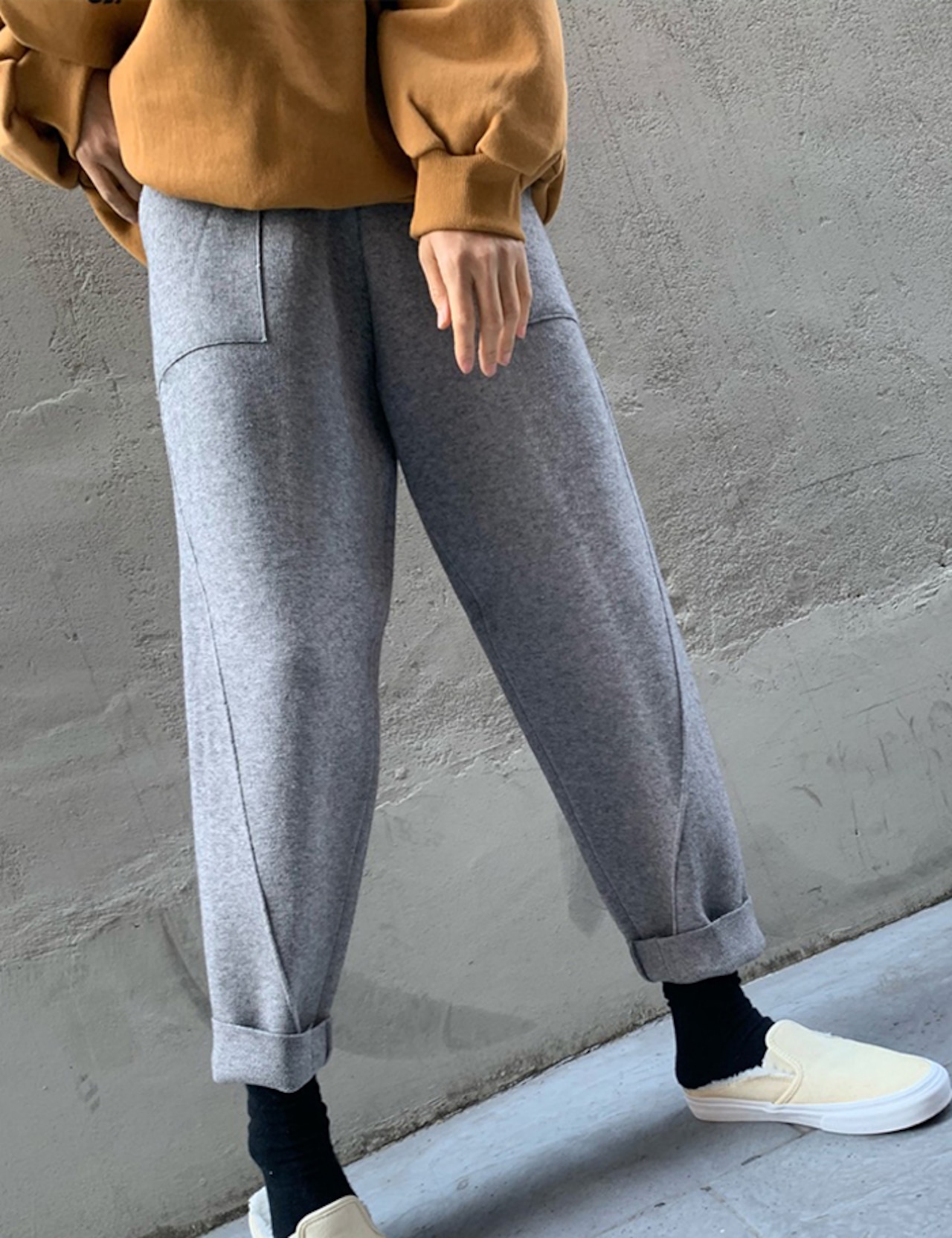 【訳あり②】Simple Knit Jogger Pants_Ivoryのみ