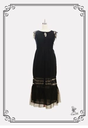 【完売御礼】Ruffle see-through Lace Dress / マキシ丈レースワンピース