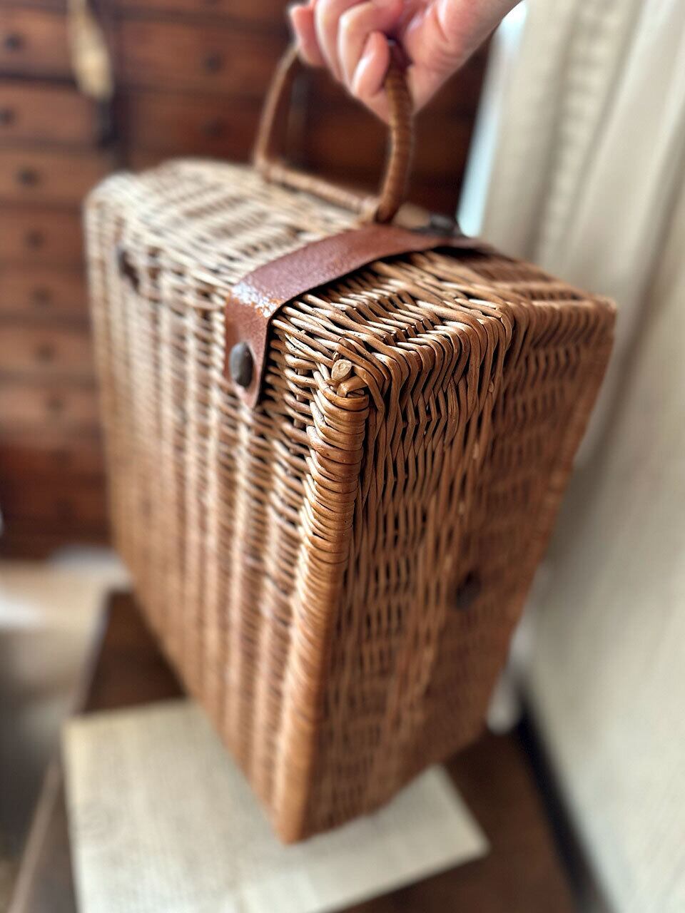 トランク型パニエ レザーベルト カゴバッグ | Brocante de La Cocotte