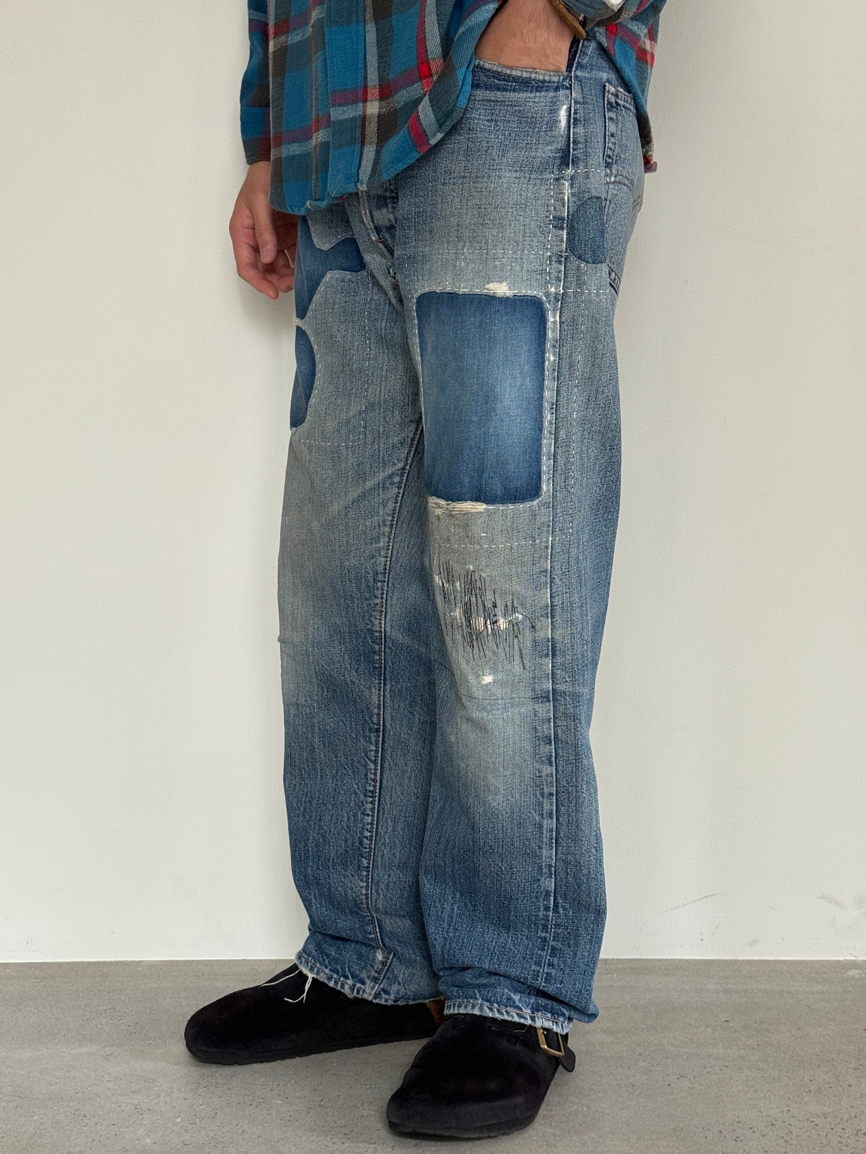 70's Vintage Levi's 501 66 Single Patchwork Denim Jeans | KLIPP