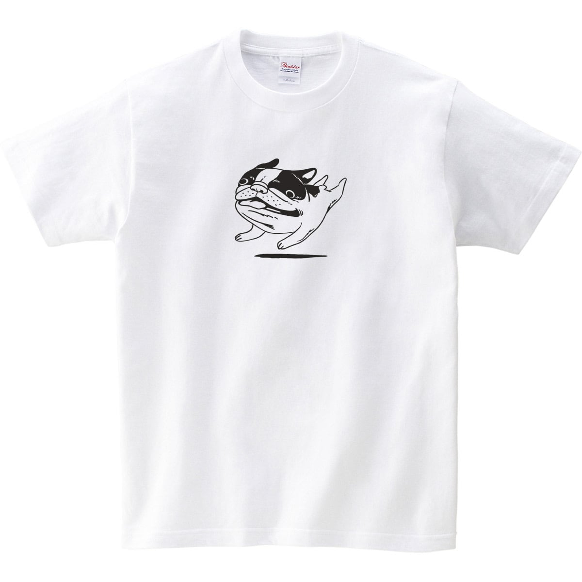 ジャンプルする フレブル Tシャツ dog71 犬 ブヒ フレンチブルドッグ 服 ゆるい ユニーク イラスト おもしろ Tシャツ